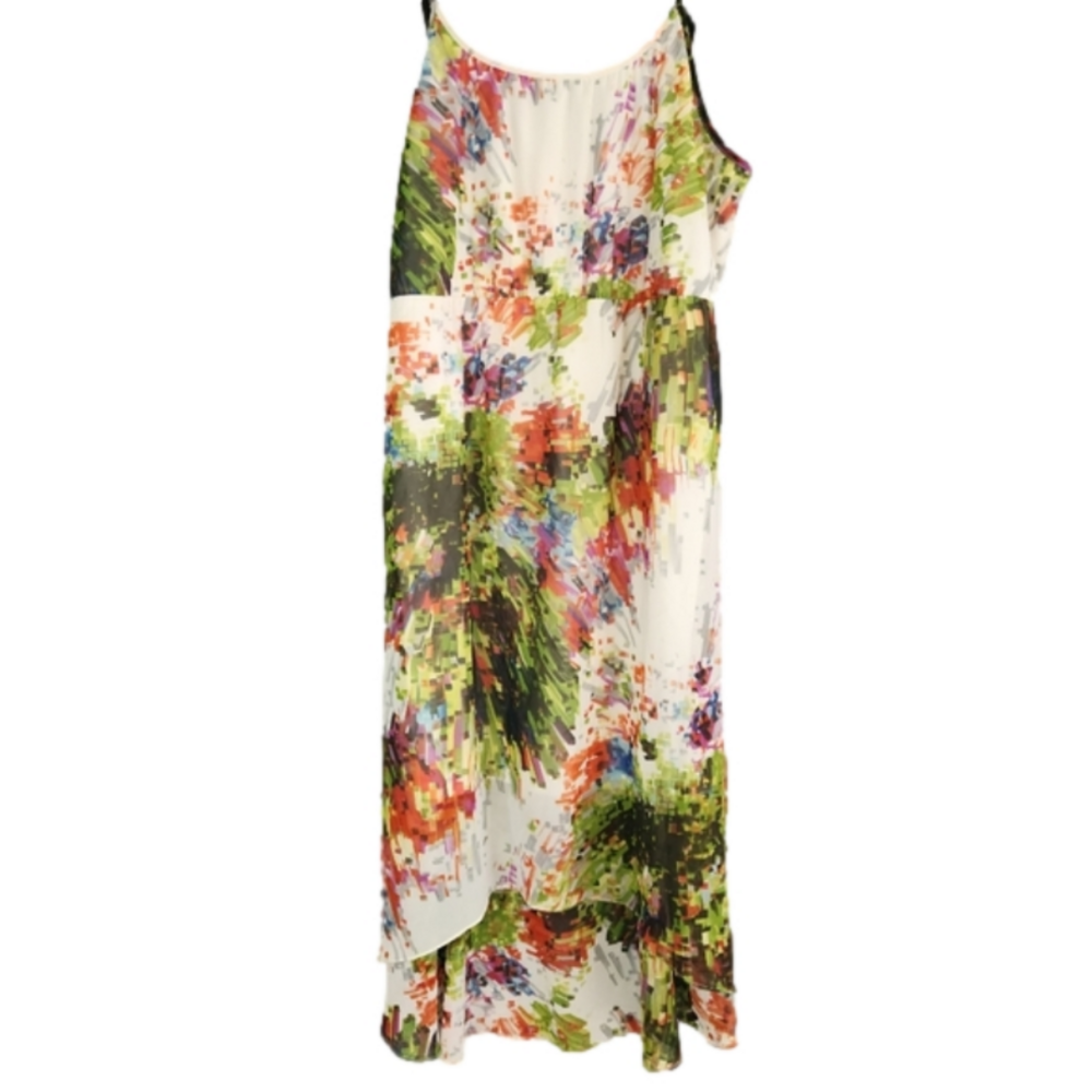 3/$25 Seventh Avenue high low white floral summer dress adjustable straps XL